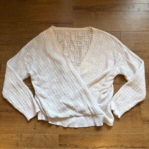 CUPSHE Large White Crochet V Neck Beach Cover Up Sweater Knitted
